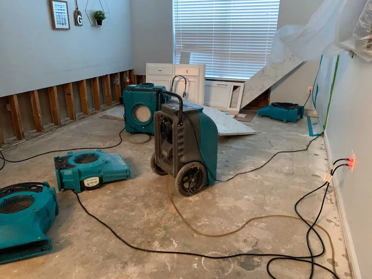 Dehumidifier in flood-cut room for Water Damage Restoration in Oregon